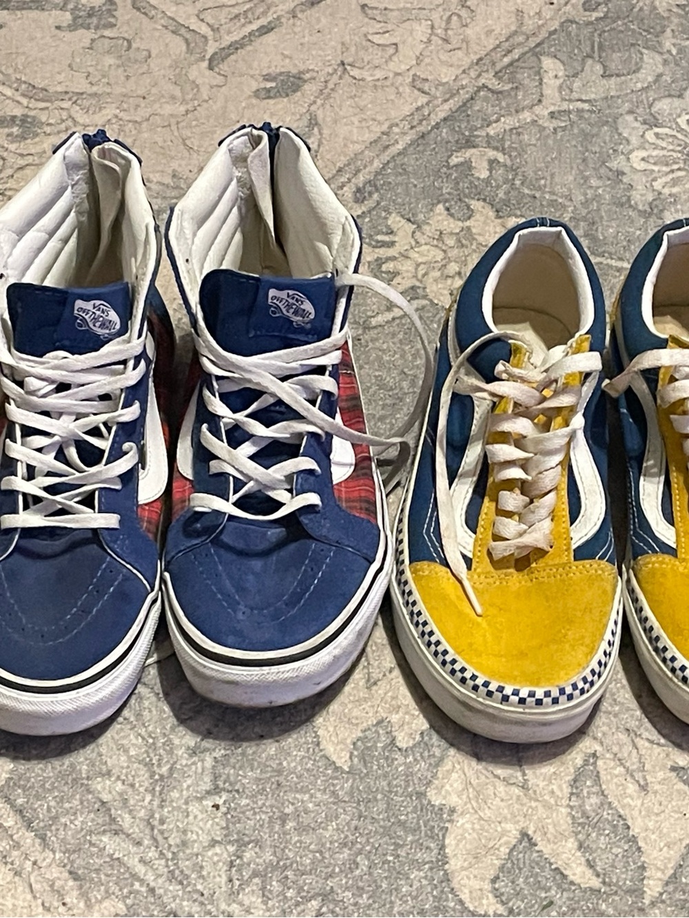 Vans Blue High-Top & Yellow–Blue Low-Top Sneaker Pair sold together